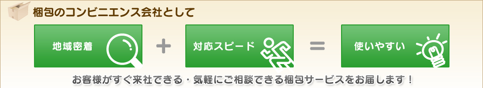 梱包のコンビニエンス会社として